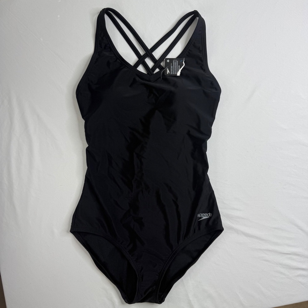 Speedo Women's Black One-Piece Swimsuit with Crisscross Back